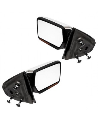 Left & Right Chrome For 04-14 Ford F-150 Power Heated LED Puddle Signals Mirrors