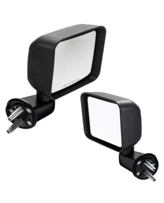 Manual Mirrors Black Left Right Side Pair For 2007-2017 Jeep Wrangler